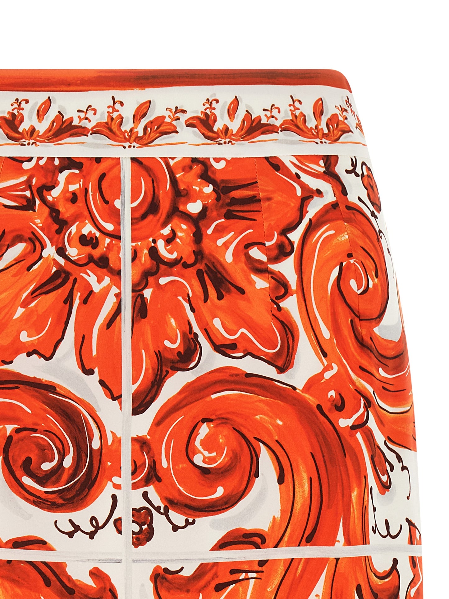 Dolce & Gabbana Refined Silhouette Orange Silk Midi Skirt