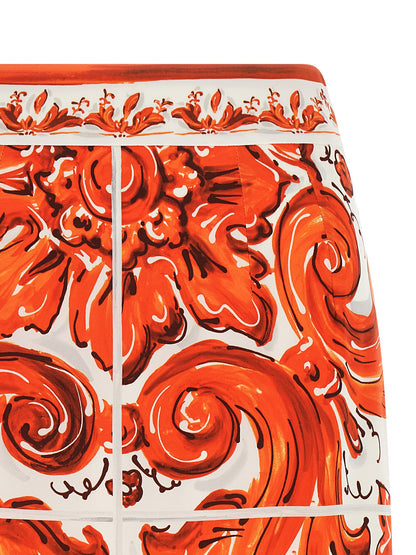 Dolce & Gabbana Refined Silhouette Orange Silk Midi Skirt
