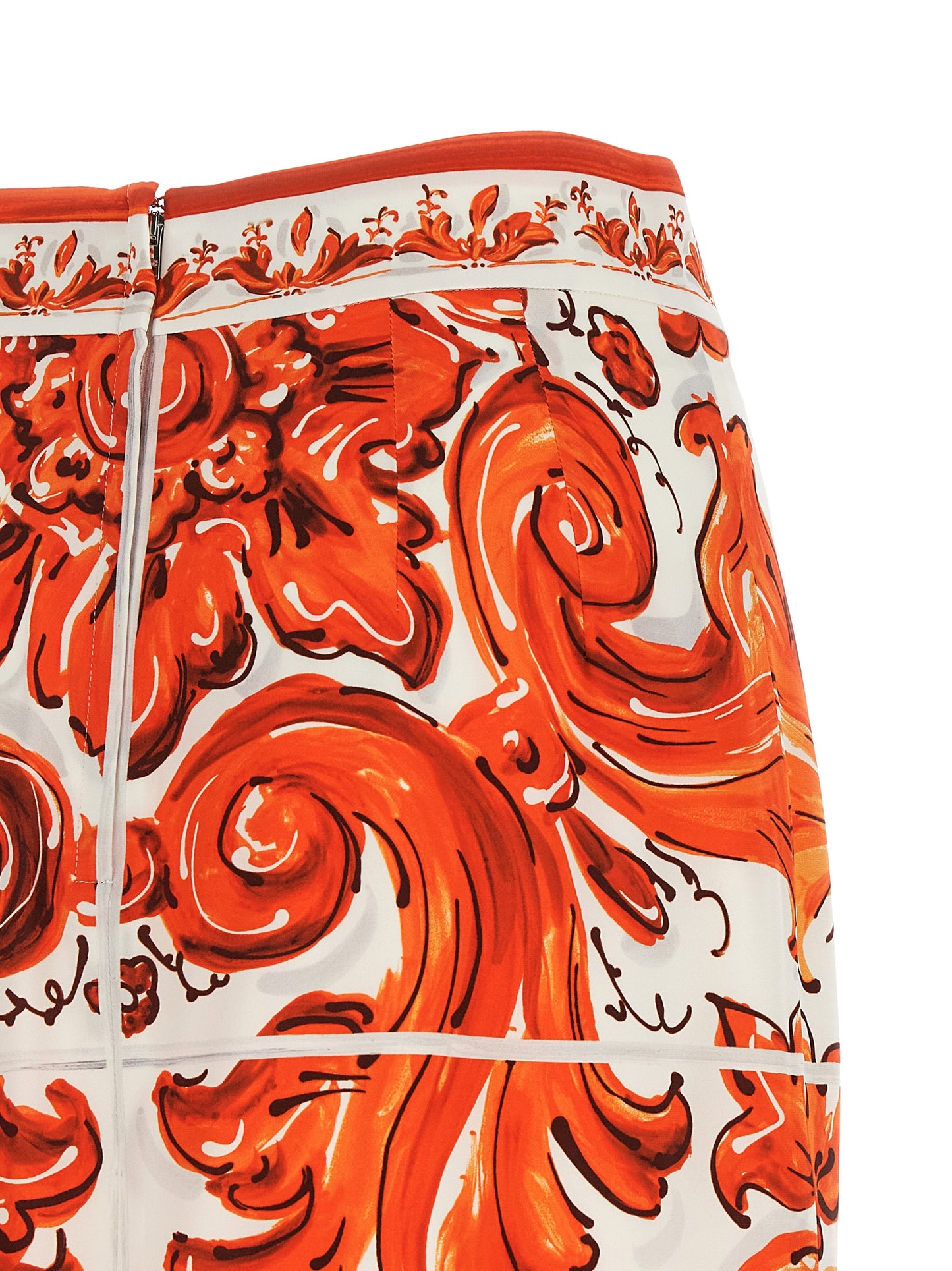 Dolce & Gabbana Refined Silhouette Orange Silk Midi Skirt