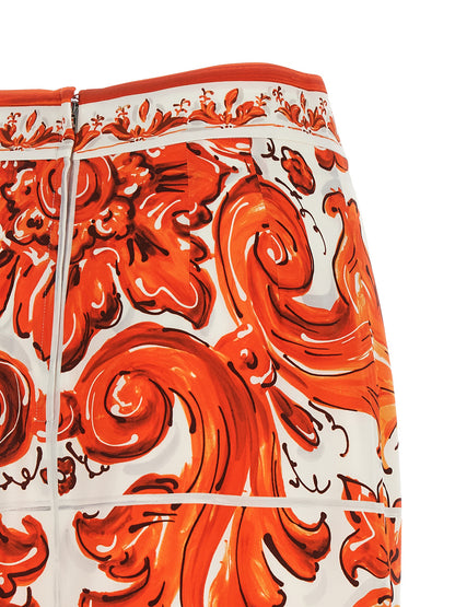 Dolce & Gabbana Refined Silhouette Orange Silk Midi Skirt