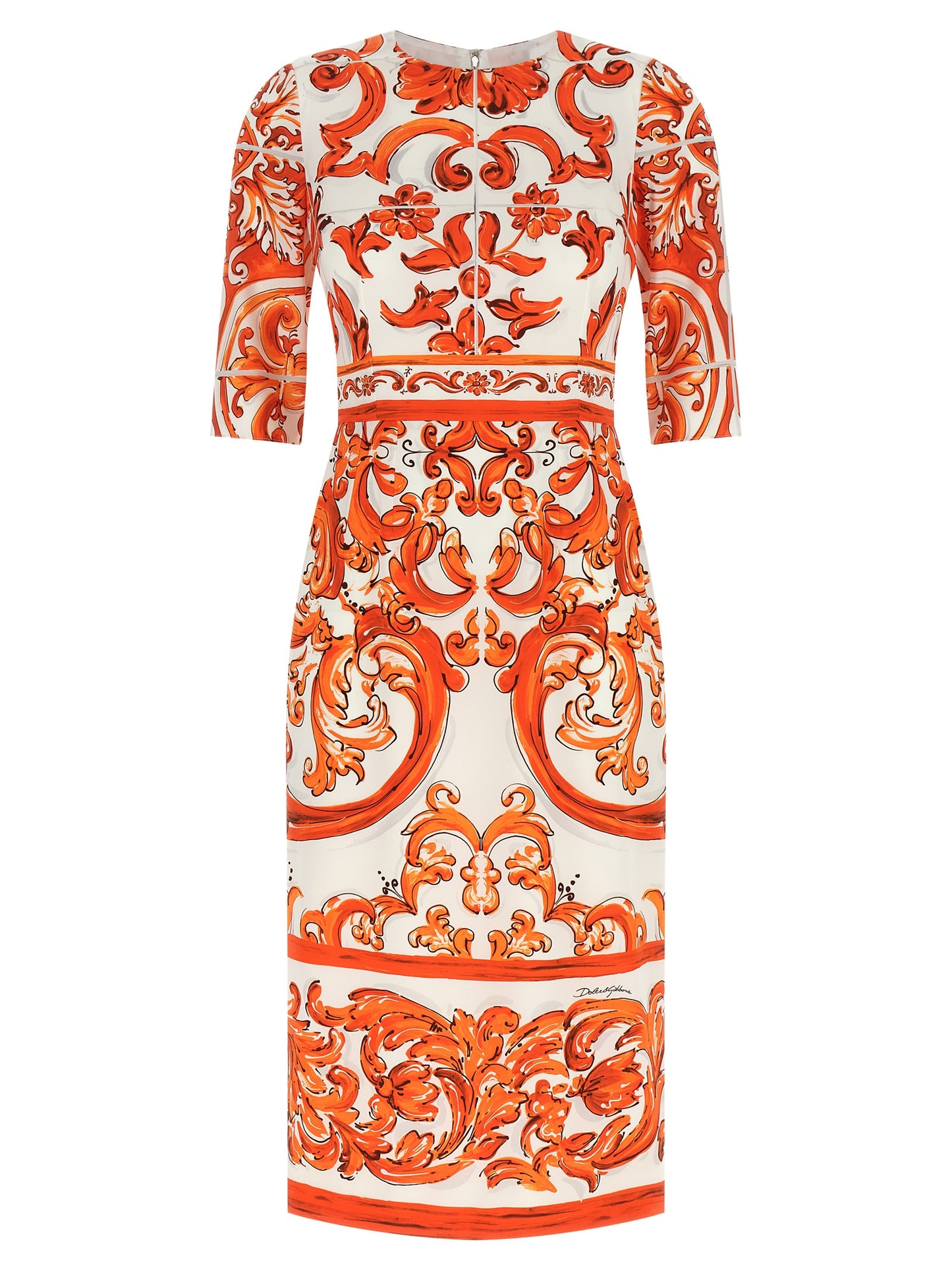 Vestido midi de seda naranja Dolce & Gabbana
