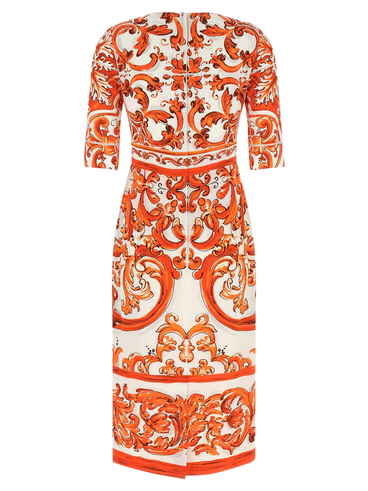 Vestido midi de seda naranja Dolce & Gabbana