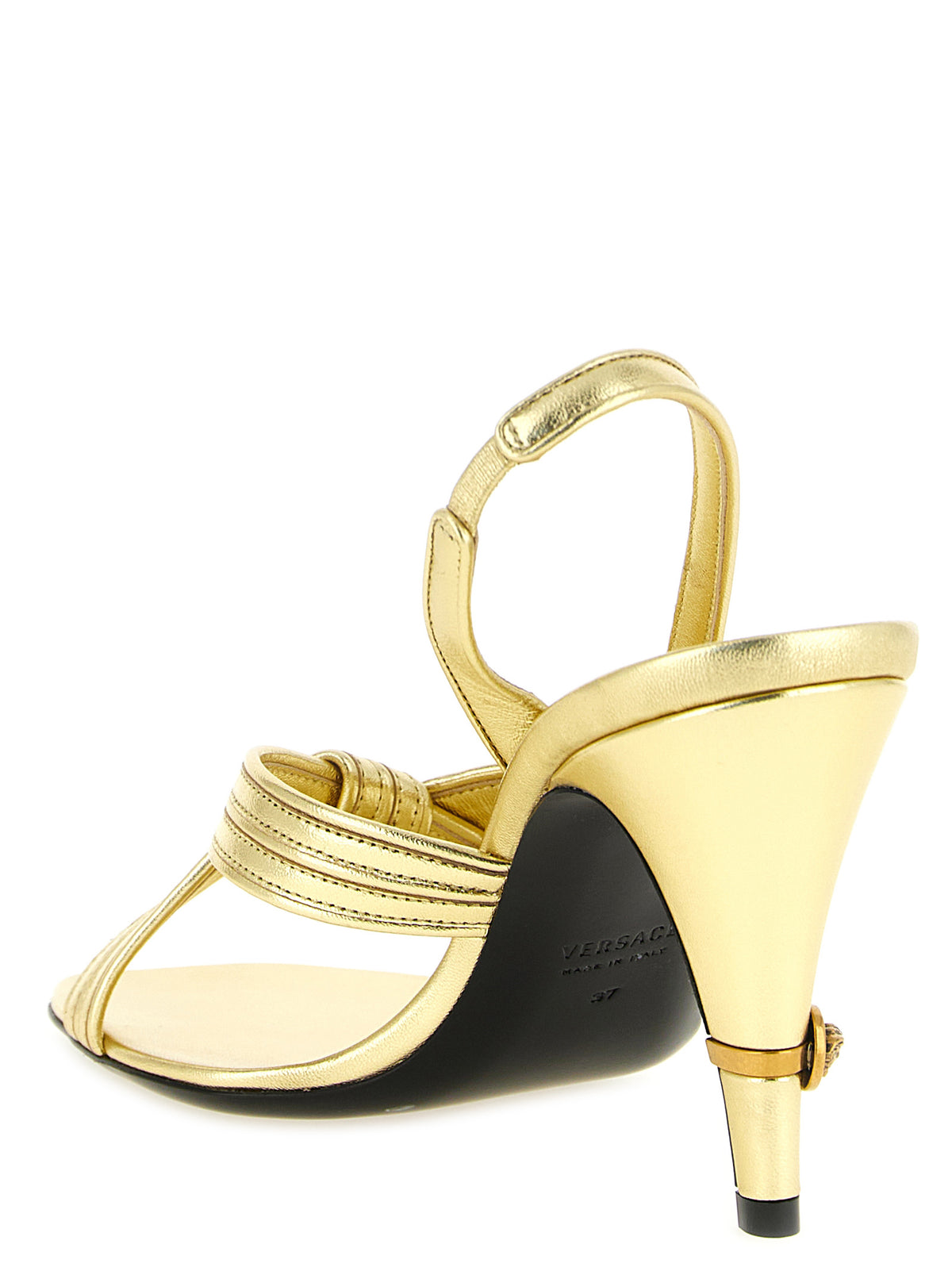 Sandales Gianni Versace en cuir d'agneau à talon aiguille doré