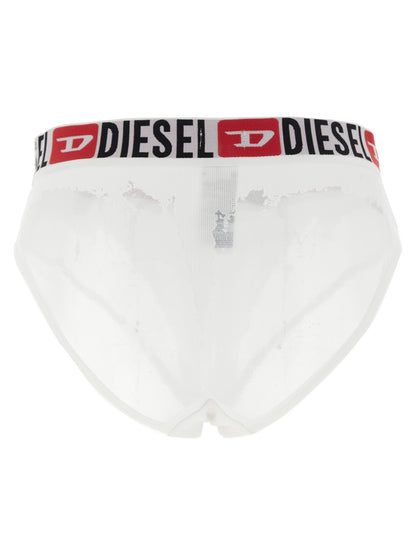 Diesel White Cotton Briefs - Comfortable Structural Support-