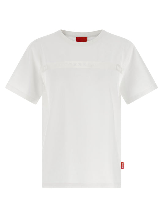 T-shirt Diesel en coton blanc avec panneau dévoré sur le devant