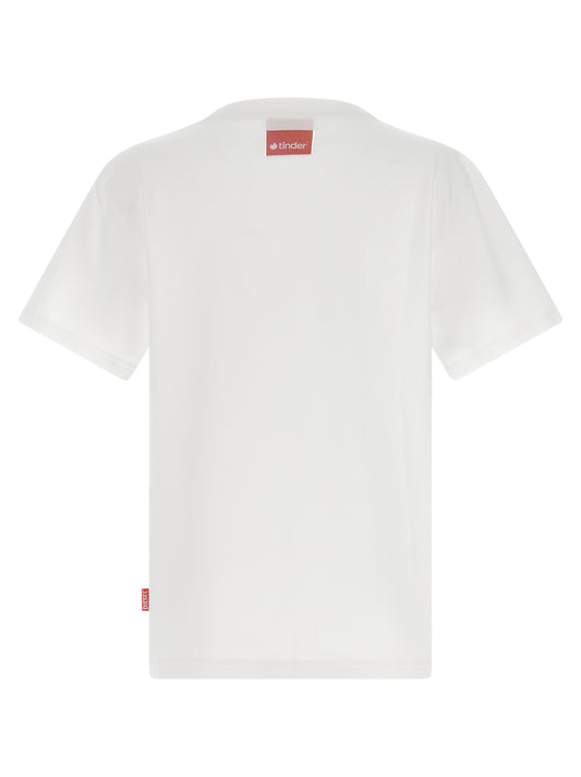 T-shirt Diesel en coton blanc avec panneau dévoré sur le devant