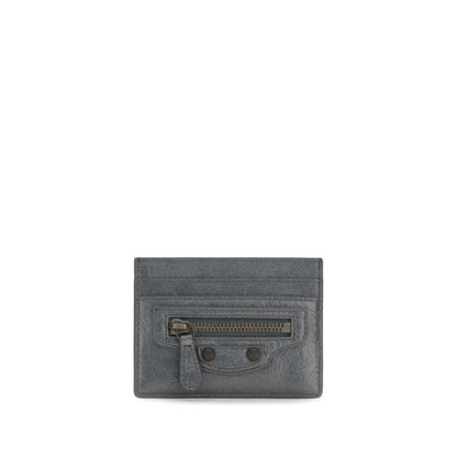 Balenciaga Porte-cartes en agneau gris Ovis Aries Le City