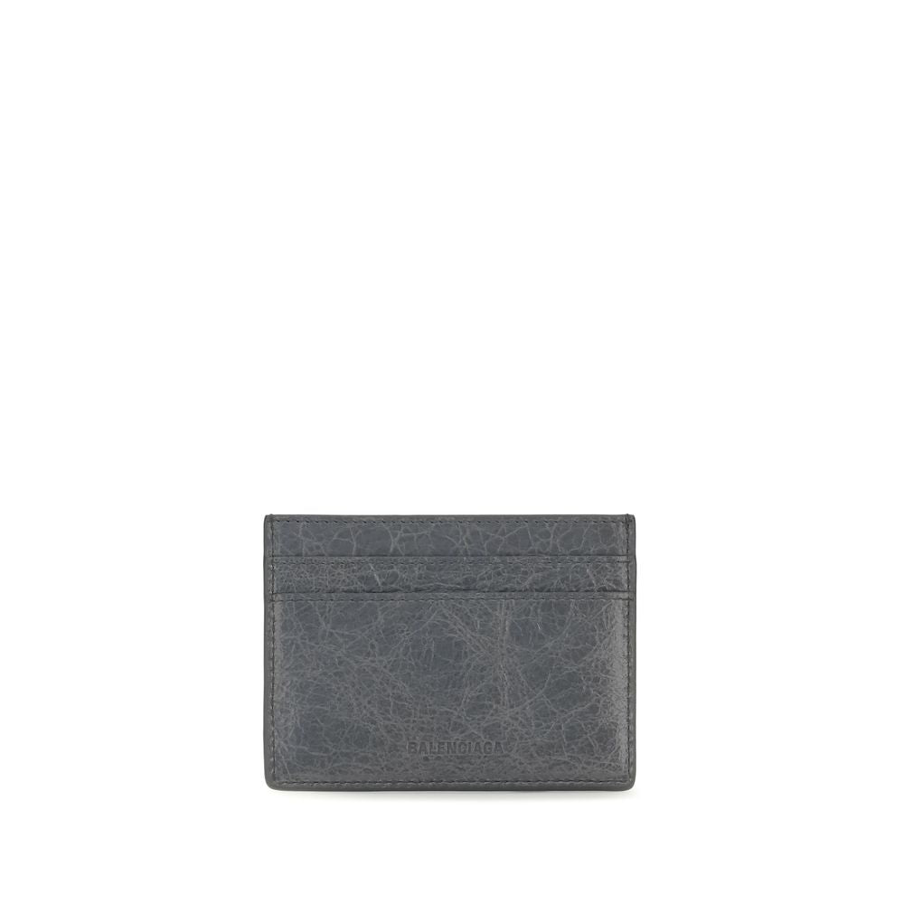 Balenciaga Porte-cartes en agneau gris Ovis Aries Le City