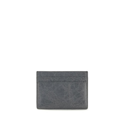 Balenciaga Porte-cartes en agneau gris Ovis Aries Le City