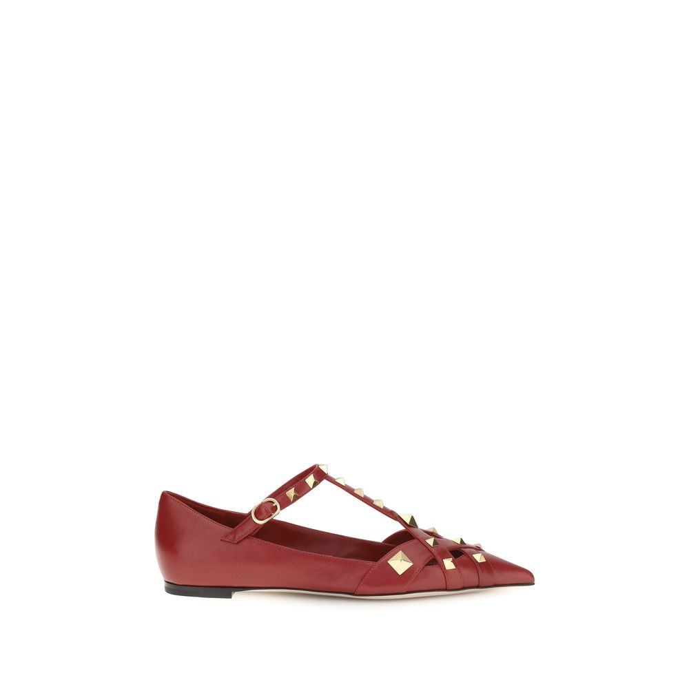 Ballerines Valentino Garavani en cuir de chèvre rouge