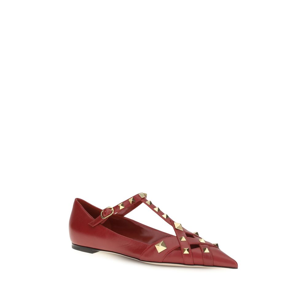 Ballerines Valentino Garavani en cuir de chèvre rouge