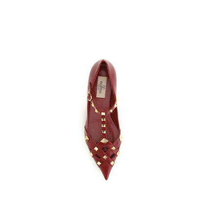 Ballerines Valentino Garavani en cuir de chèvre rouge