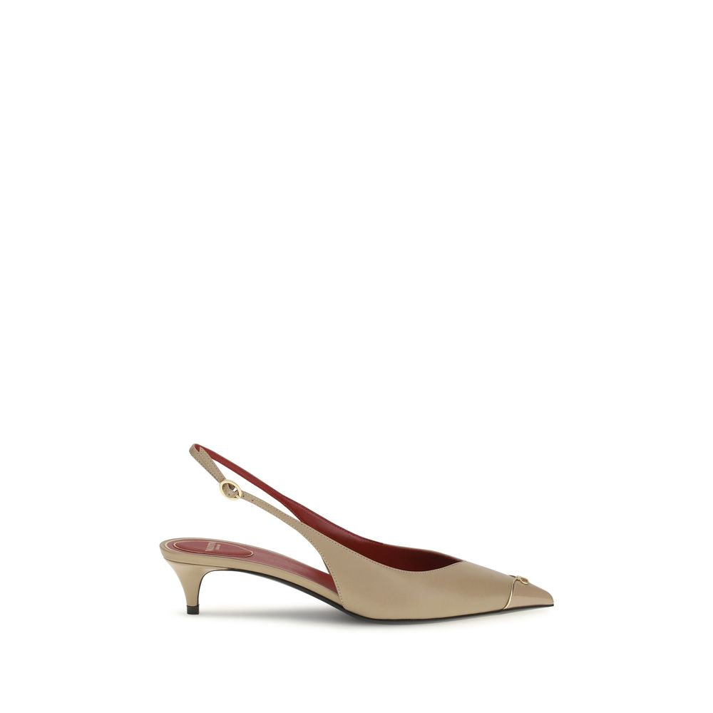 Valentino Garavani Zapato De Tacón Cuero De Becerro Beige Bos Taurus