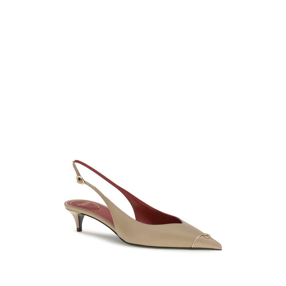 Valentino Garavani Zapato De Tacón Cuero De Becerro Beige Bos Taurus