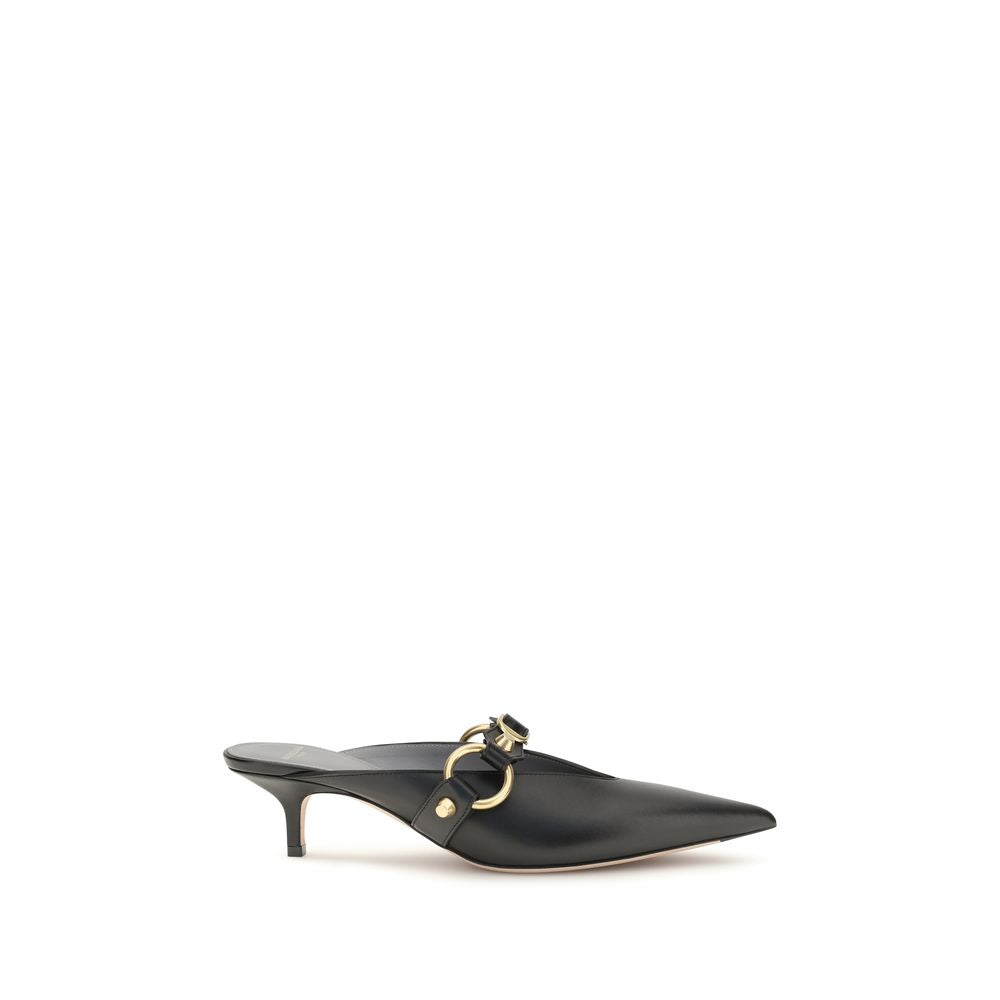 Mules Balenciaga de piel de becerro negra Bos Taurus