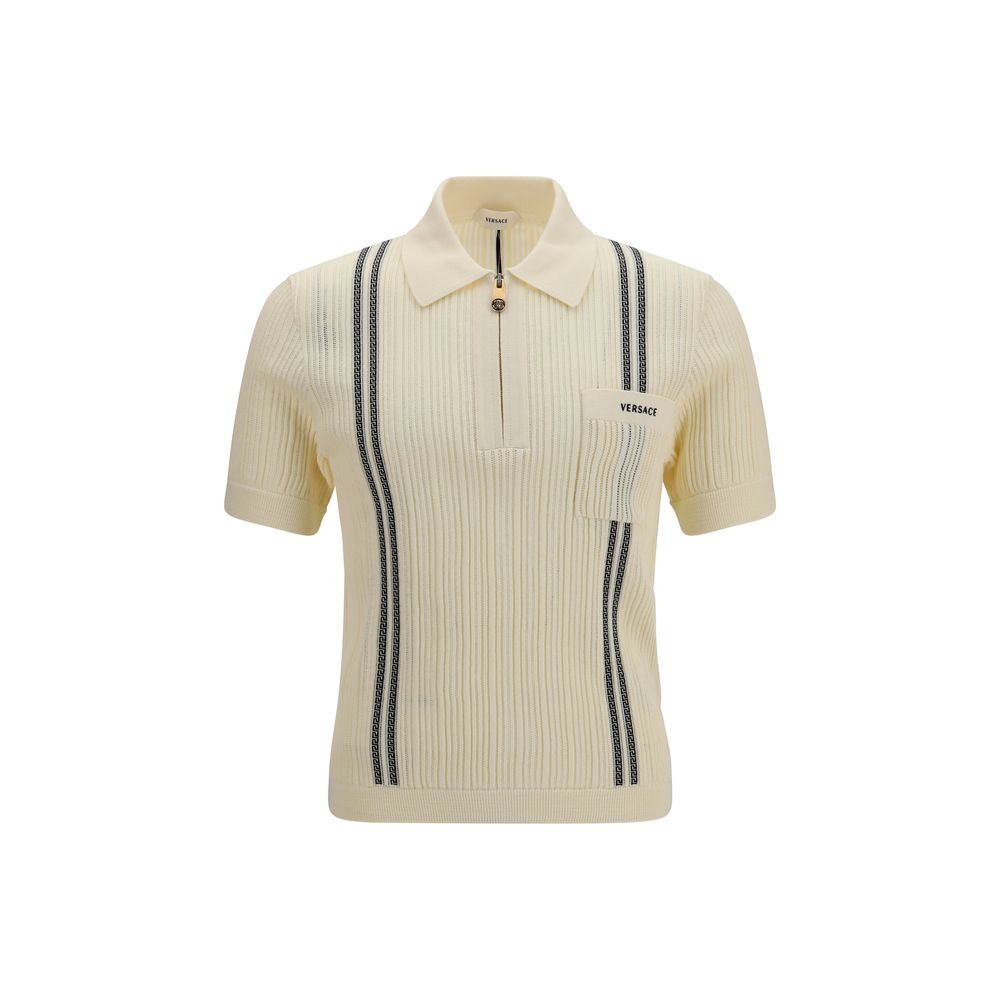 Polo de algodón beige de Versace