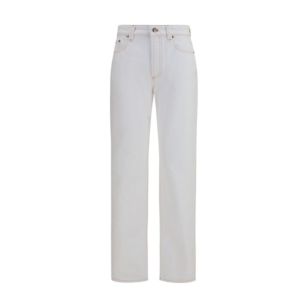 Versace Vaqueros De Algodón Blanco Con Cintura Alta