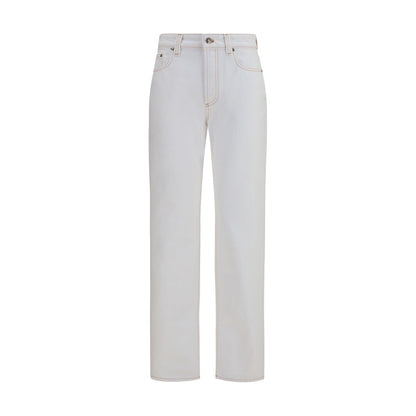 Versace Vaqueros De Algodón Blanco Con Cintura Alta