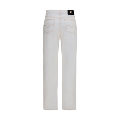 Versace Vaqueros De Algodón Blanco Con Cintura Alta