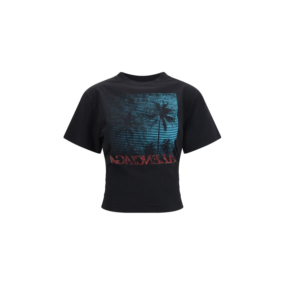 Balenciaga T-shirt en coton noir au design simple et élégant