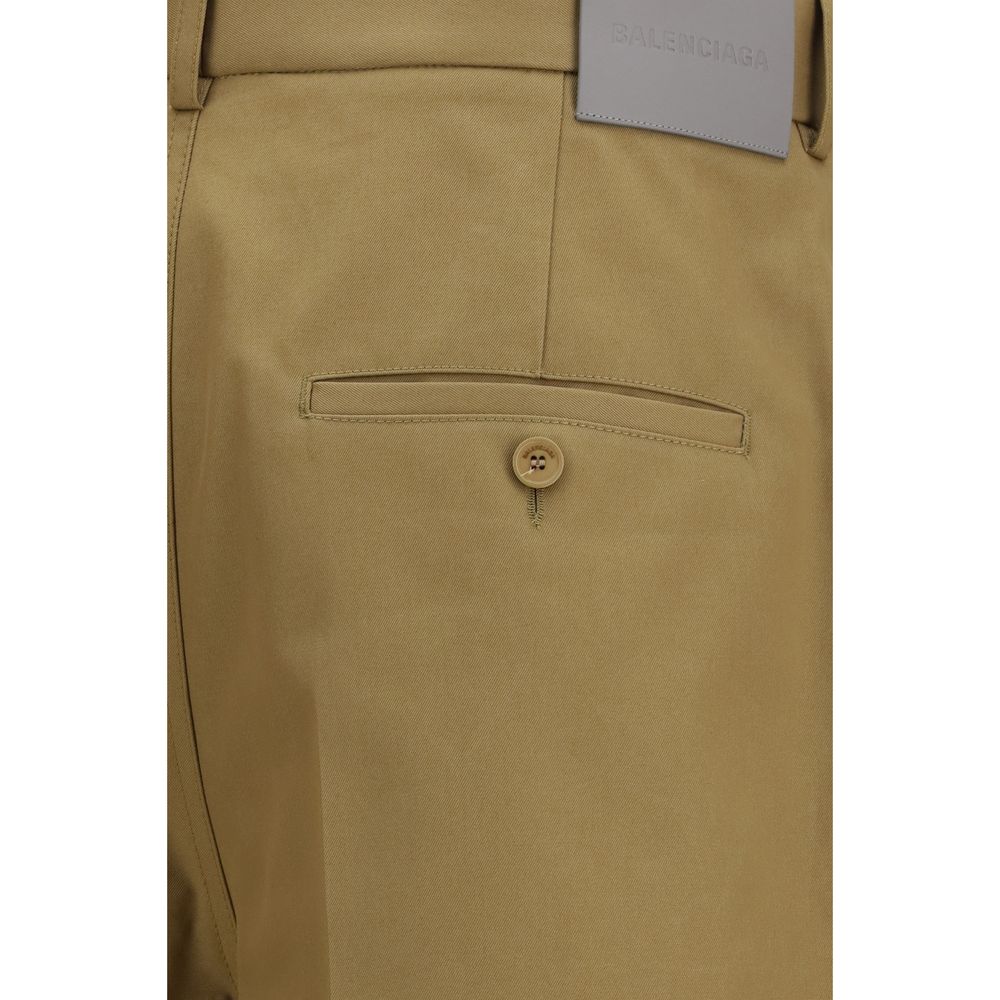 Pantalones chinos de algodón beige Balenciaga