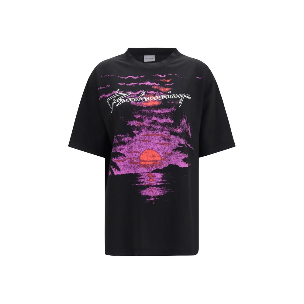 T-shirt en coton noir oversize Balenciaga