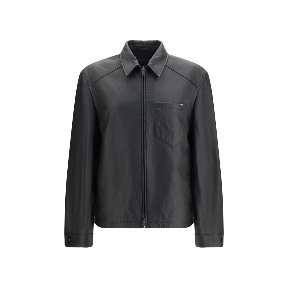 Chaqueta de piel de cordero negro Prada Ovis Aries Aries