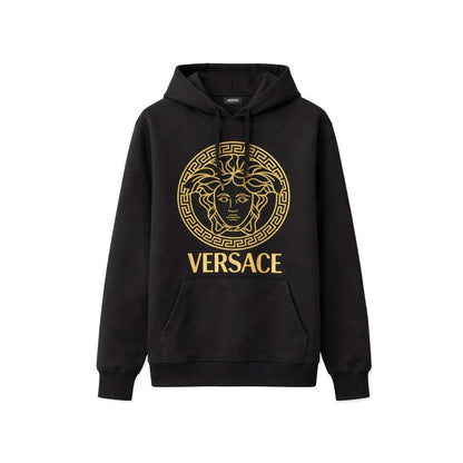 Sudadera con capucha negra de algodón Versace