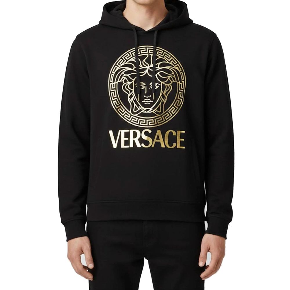 Sudadera con capucha negra de algodón Versace