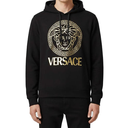 Sudadera con capucha negra de algodón Versace