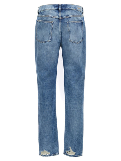 Jean Droit en Coton Bleu Silhouette Structurée Finition Raffinée Givenchy