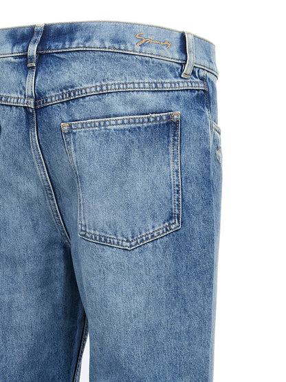 Jean Droit en Coton Bleu Silhouette Structurée Finition Raffinée Givenchy