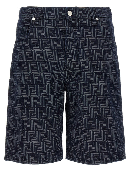Pantalones cortos tipo bermudas Fendi de algodón azul