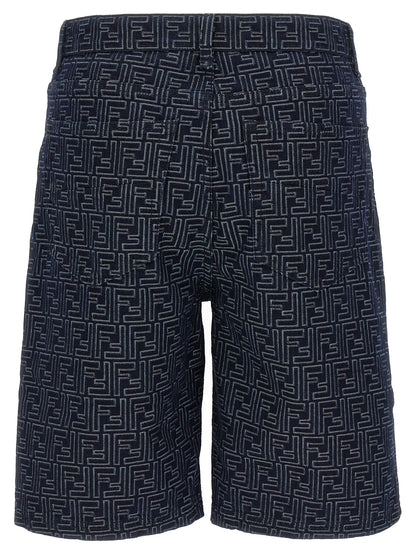 Pantalones cortos tipo bermudas Fendi de algodón azul