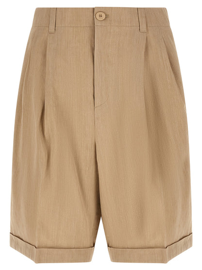 Jacquemus Pantalones Cortos Bermuda de Lino Beige