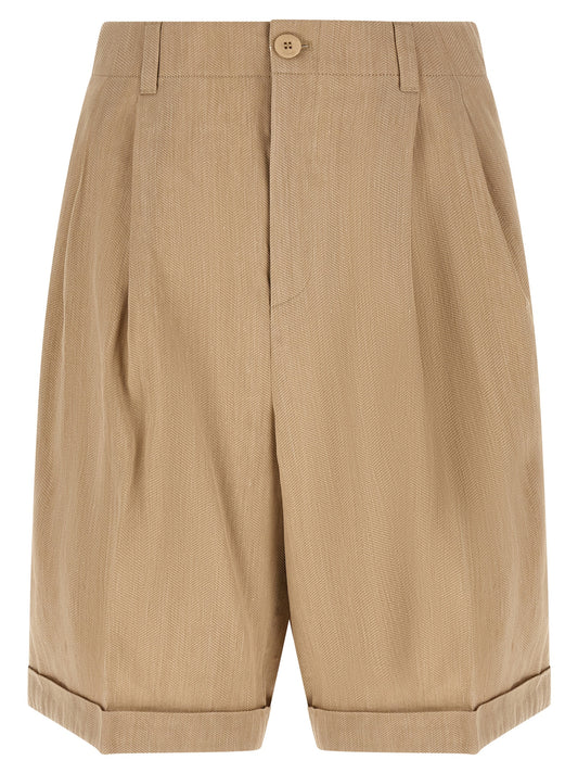 Jacquemus Pantalones Cortos Bermuda de Lino Beige