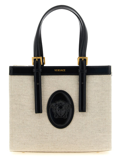 Bolso tote de lino beige Versace
