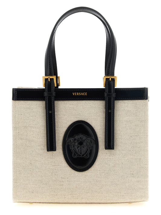 Bolso tote de lino beige Versace