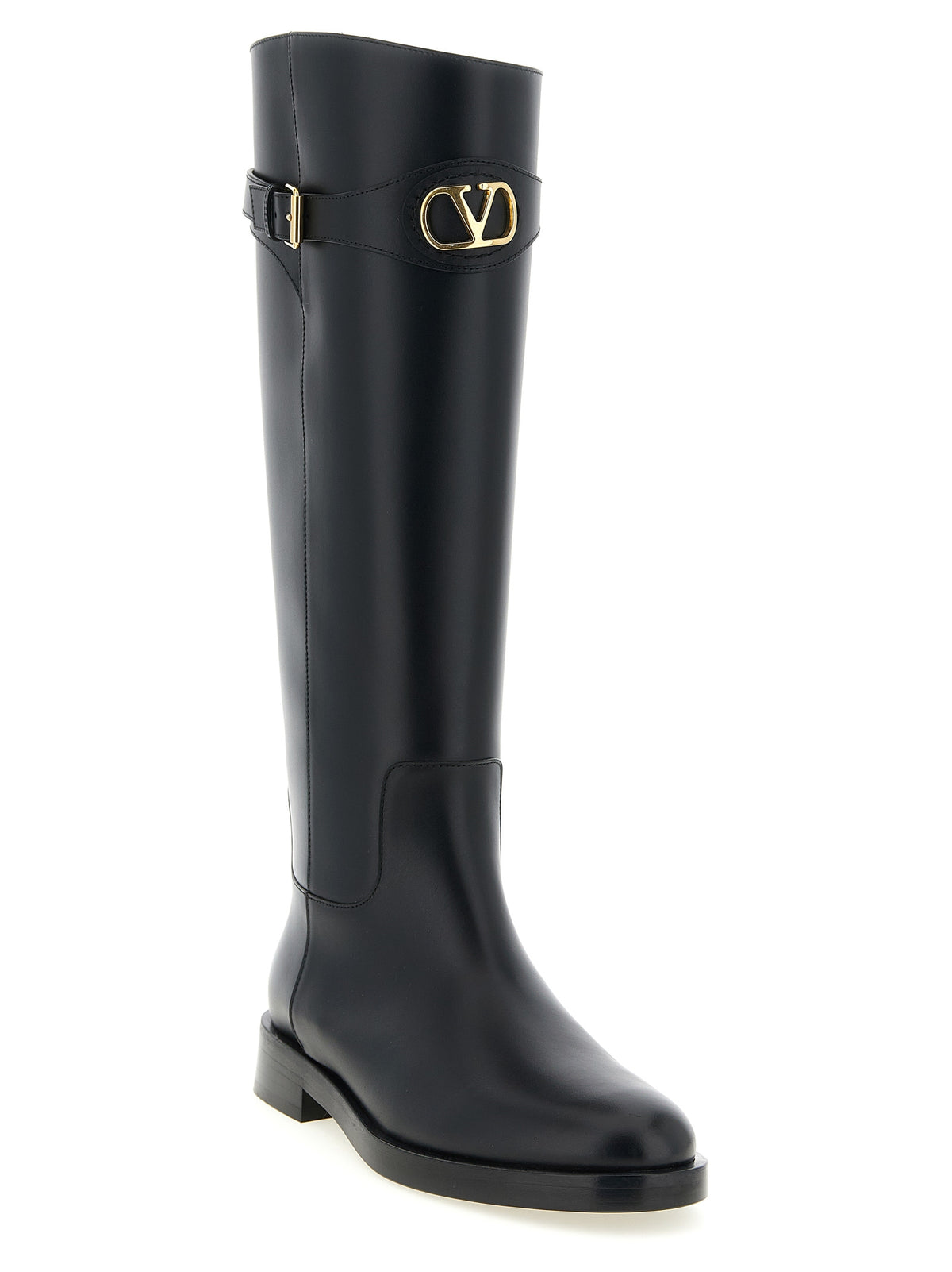 Valentino Garavani Botas Hasta La Rodilla en Piel VacunoNegra