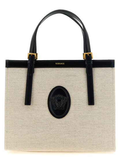 Bolso tote de cuero beige de Versace