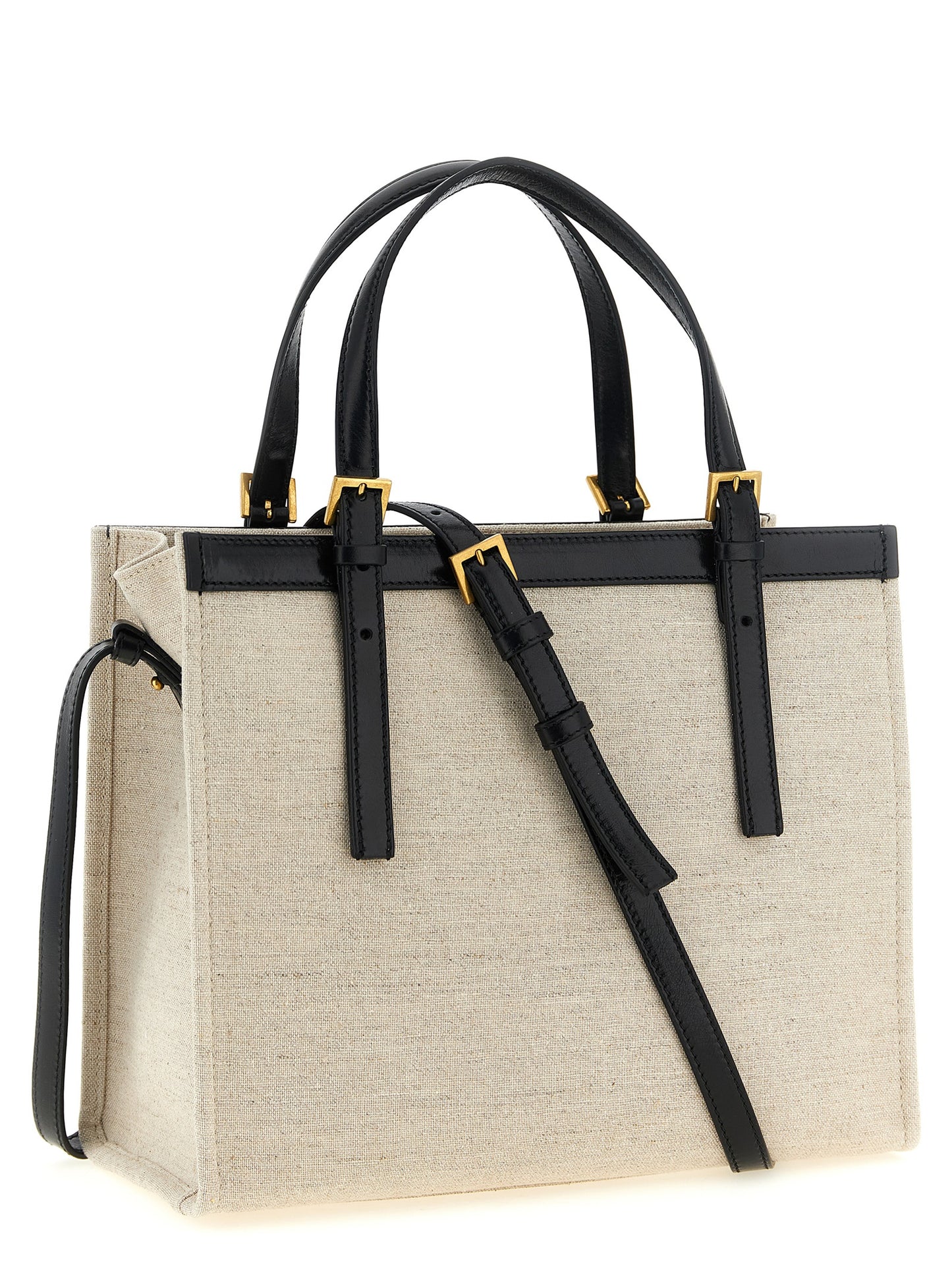 Bolso tote de cuero beige de Versace