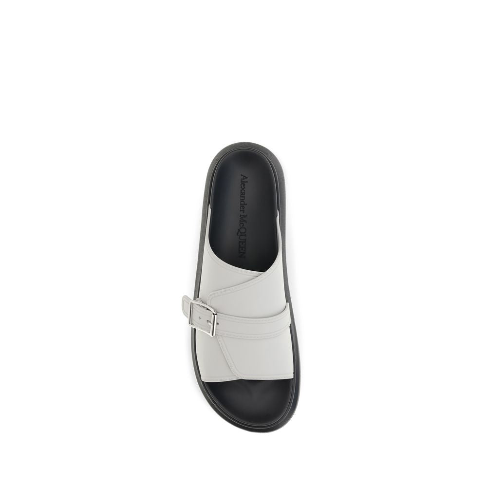 Alexander McQueen Sandalias Plataforma Bos Taurus Gris Hebilla Regulable