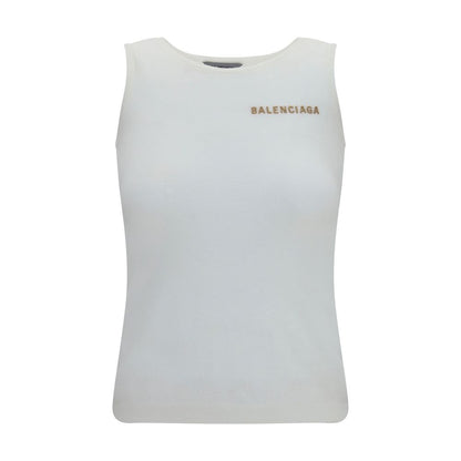 Camisetas sin mangas de algodón blancas Balenciaga
