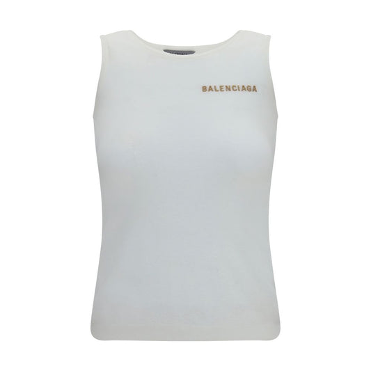 Camisetas sin mangas de algodón blancas Balenciaga