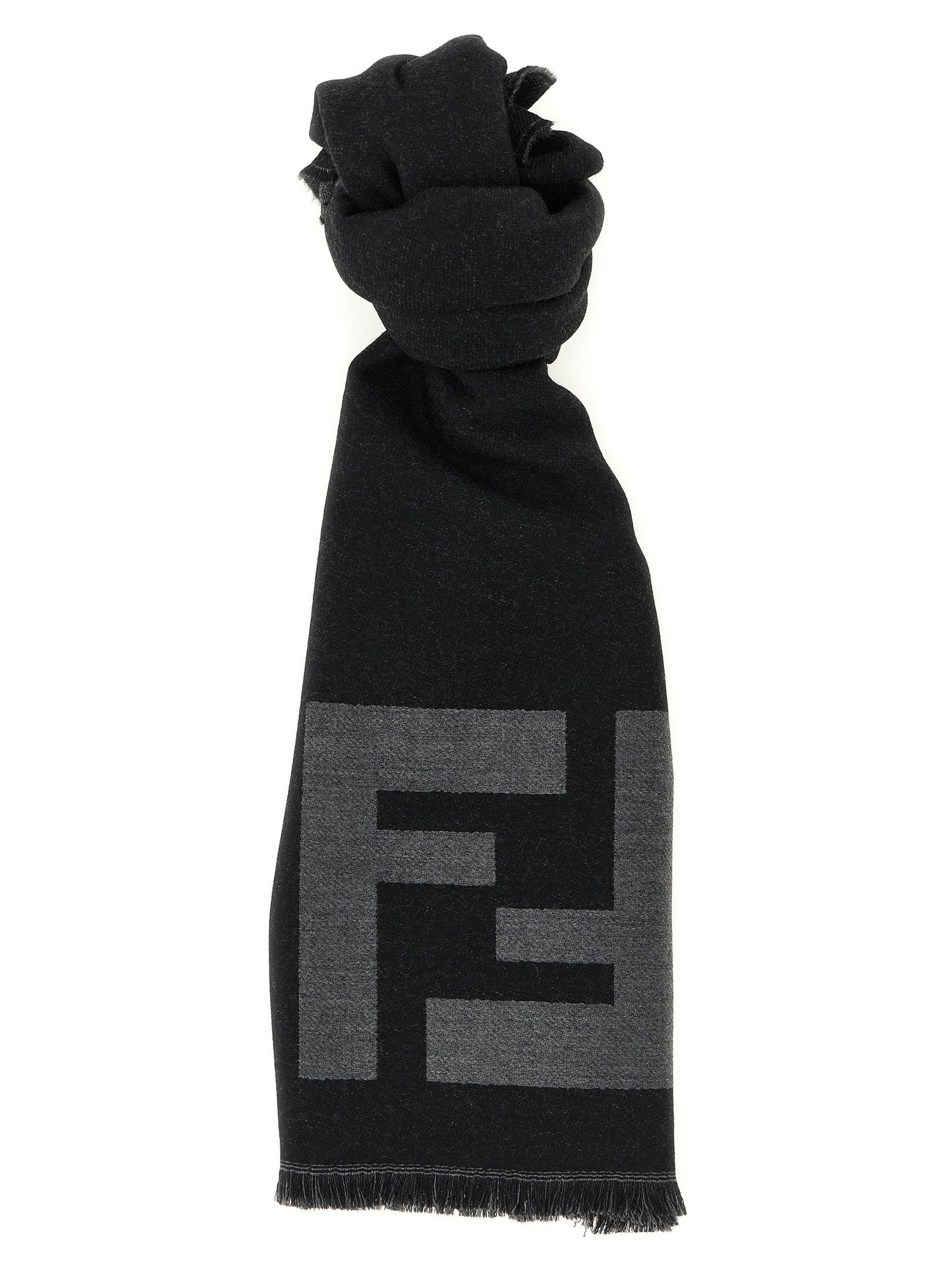 Bufanda Fendi De Lana Virgen Negra Diseño Clásico