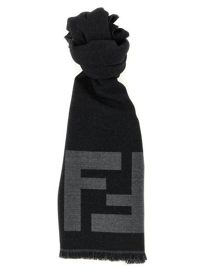 Bufanda Fendi De Lana Virgen Negra Diseño Clásico