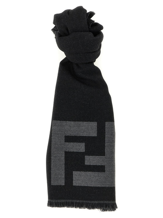 Bufanda Fendi De Lana Virgen Negra Diseño Clásico