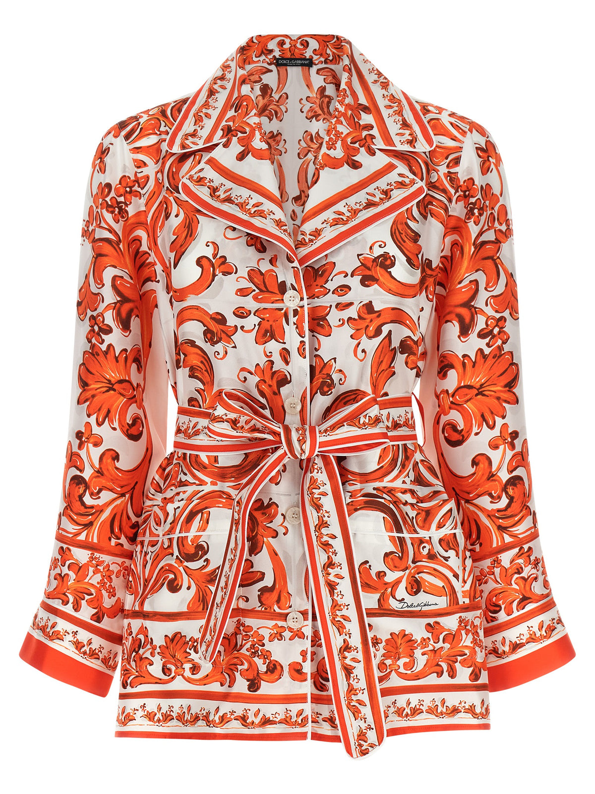 Blusa De Seda En Color Naranja Con Silueta Clásica Diseño De Colección Dolce & Gabbana