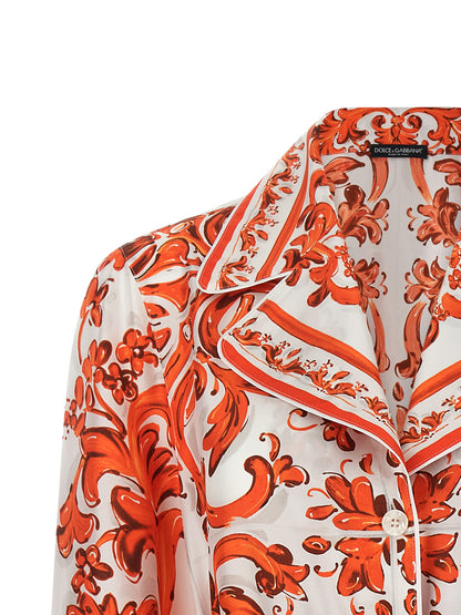 Blusa De Seda En Color Naranja Con Silueta Clásica Diseño De Colección Dolce & Gabbana