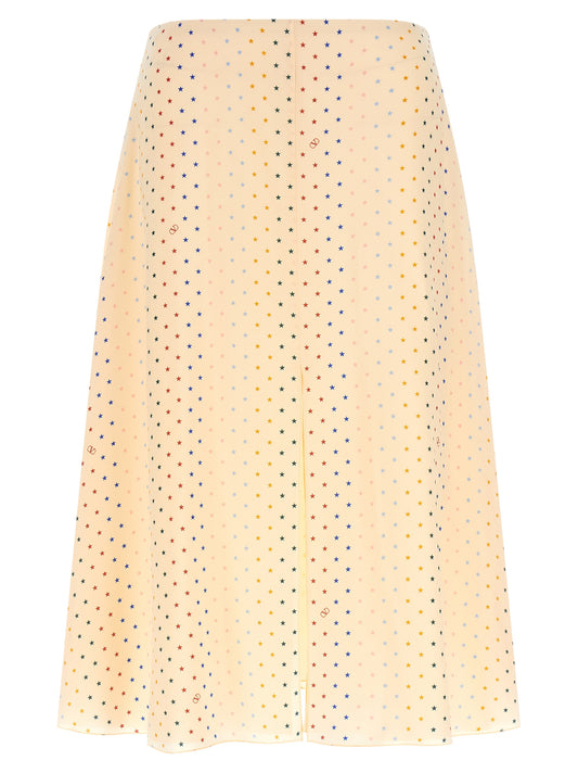 Valentino Garavani Falda Midi De Seda Y Patrón Multicolor